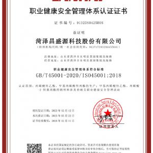 職業(yè)健康安全管理體系認證證書